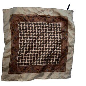 Ashear 100% silk taupe brown FALL paisley pocket square scarf